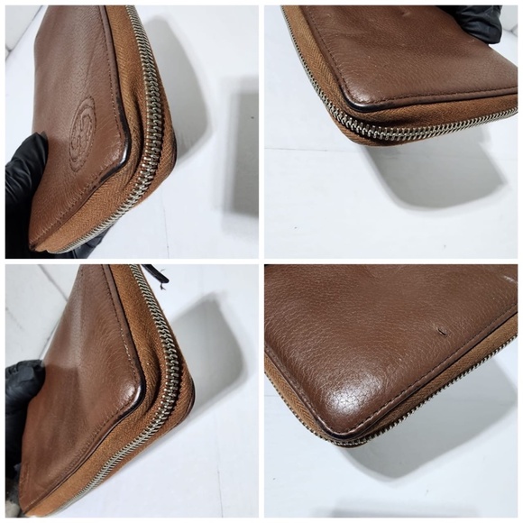 Authentic GUCCI Soho Round Zipper Long GG Interlocking Leather Wallet Brown - Picture 7 of 10